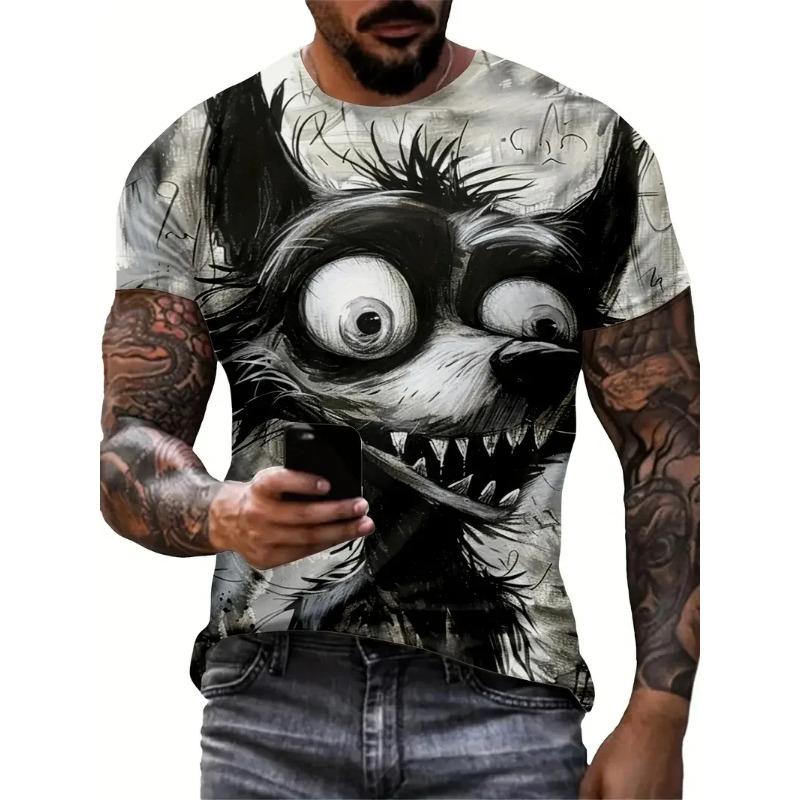 Summer Round Neck 3D Funny Animal Pattern Print Top Fashionable Casual Short Sleeved Men's T-shirts
