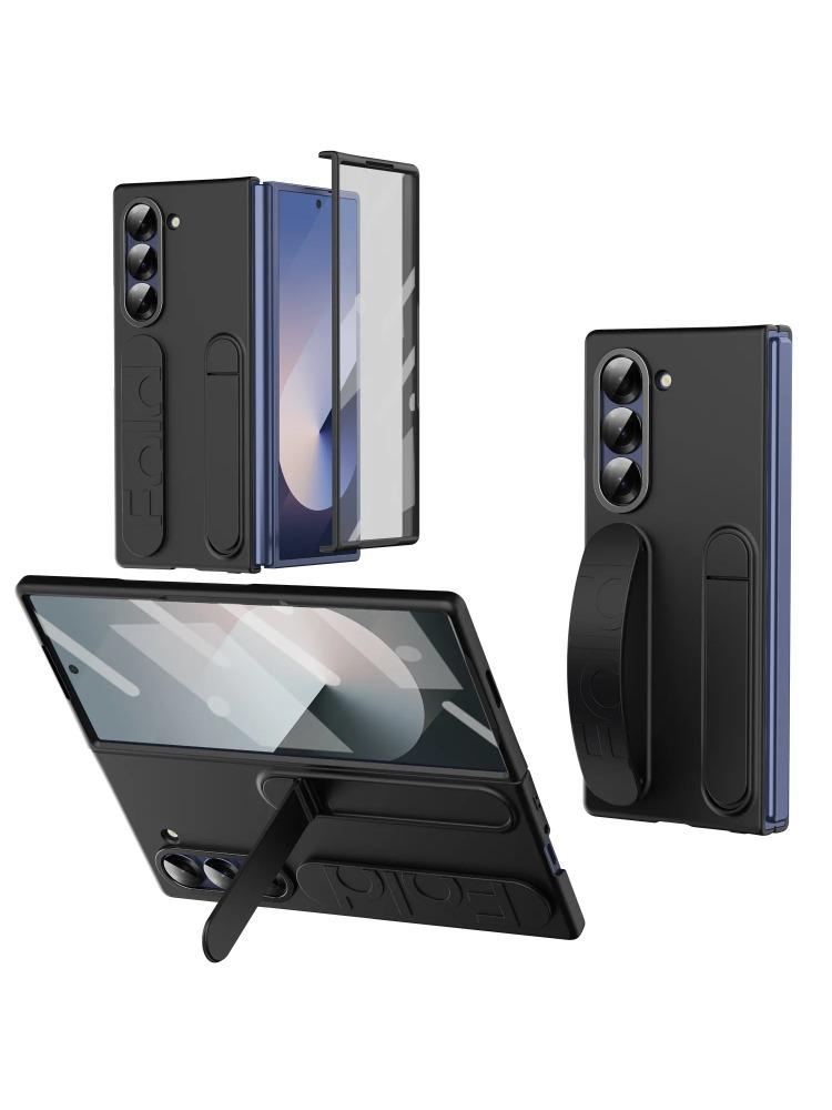 Originale Kratzfeste Handyhülle für Samsung Galaxy Z Fold 7 6 5 4 3 5G Ständer Gehärtetes Glasfolie Silikon Griff Schutzhülle