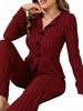 Pigiama da Donna Europeo e Americano Autunno/Inverno con Scollo a Revers e Fiocco - alla Moda, Sexy, Manica Lunga e Pantaloni per la Casa.