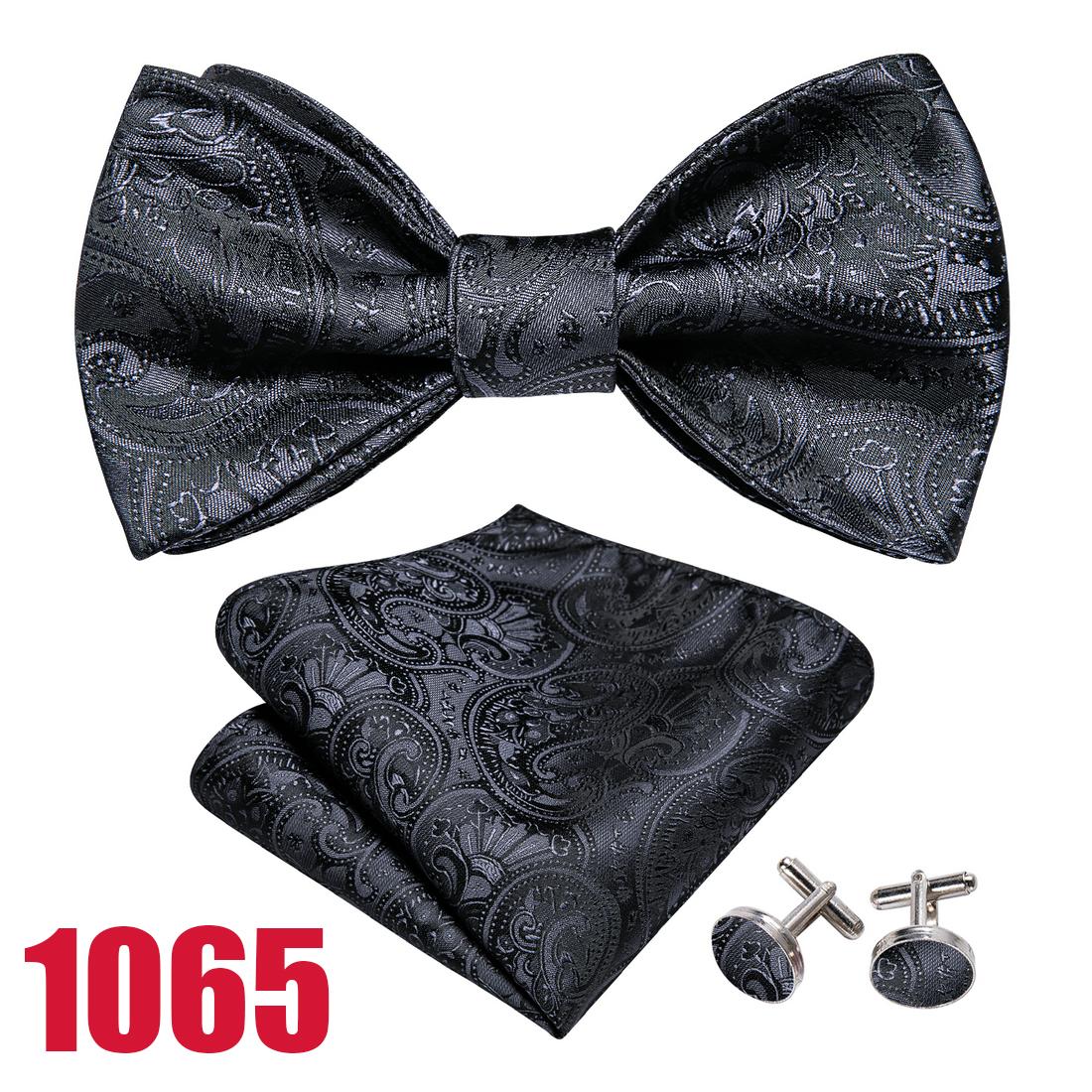 

Barry.Wang Mens Bowties Тканий шовк Пейслі Самостійна краватка Боуті Ханкі Запонки Весілля Офіційний Крават LH-1065