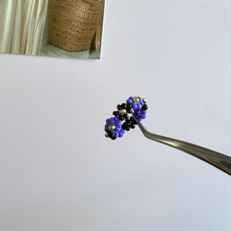 2025 Summer Macaron Color Beaded Flower Ring - Korean Porcelain Women's Jewelry