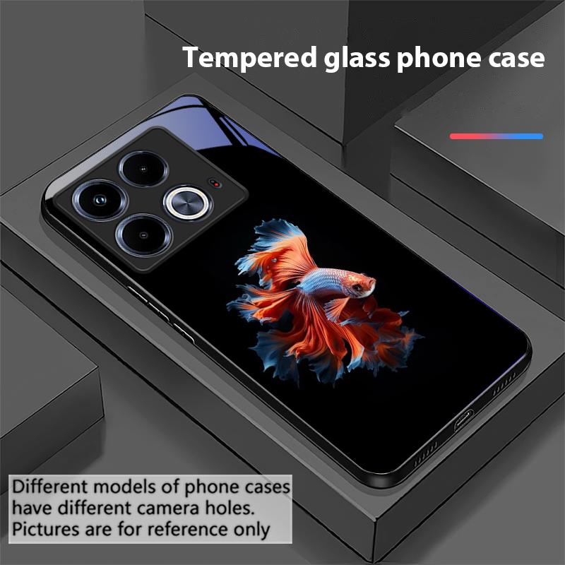 Colorful Cute Fish For Infinix Note 40 4G 30i 12 96 Smart 8 Hot 9 Play 10 11S 12 20i 50 Pro Plus 5G Tempered Glass Phone Case