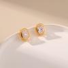 Fashion Business Chic Oval Hollow Zircon Versatile Women Stud Earrings