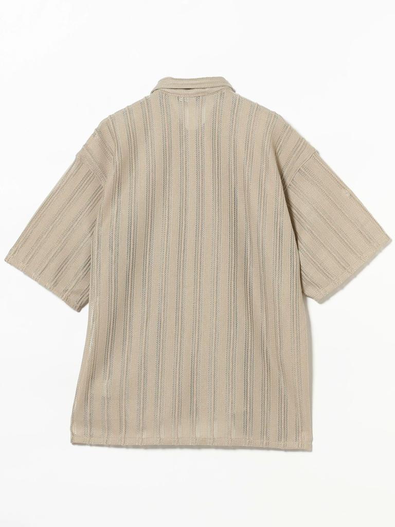 Beams Men's Mesh Open Collar Shirt, Size SAND, Size L, 11011512147