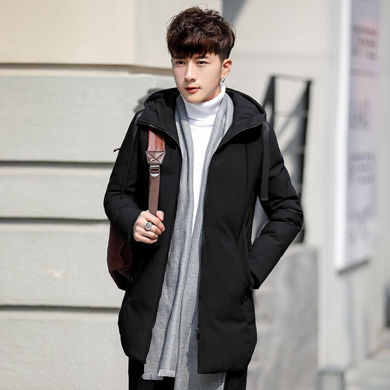 

Новая зимняя мужская пуховая куртка средней длины, универсальная повседневная мужская пуховая куртка, мужская теплая куртка с капюшоном, модная 3XL