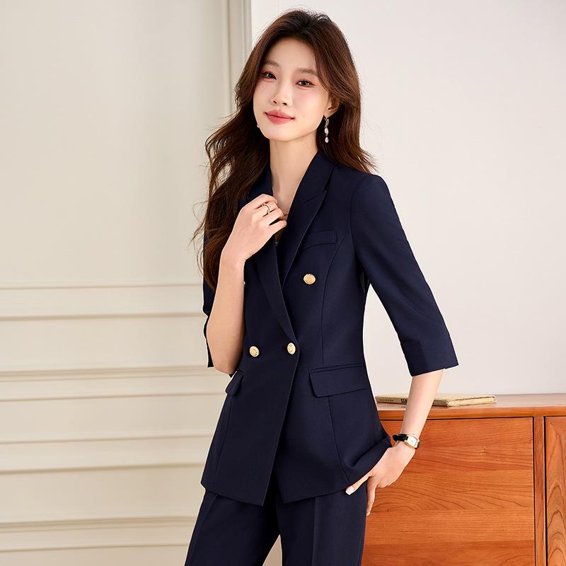 2025 New Style Black Formal Women's Plus Size Blazer Suit for Interviews and Professional Workwear
