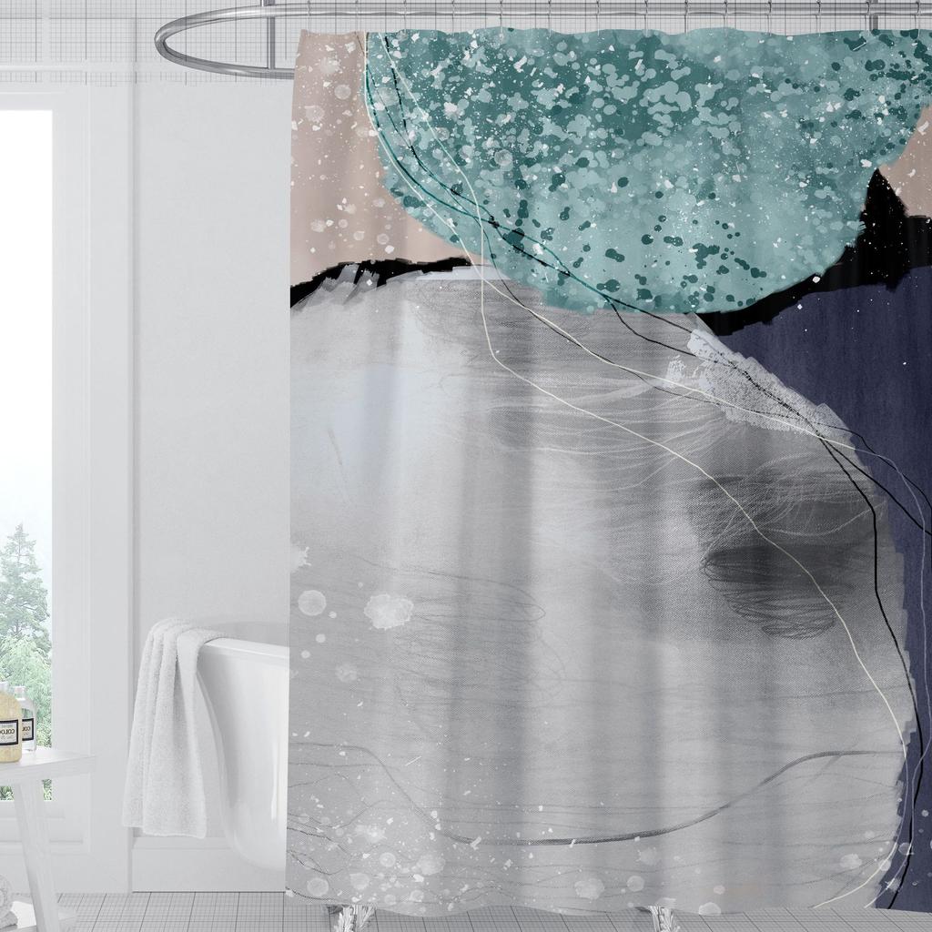 JINRUN Badezimmer verdickter wasserdichter Vorhang, schimmelfester Duschvorhang, Duschtrennwand-Vorhang, Duschvorhang, Badezimmer-Vorhang, kostenlose Perforation