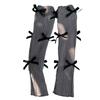 Japanese Ballet Style JK Girl Women Ribbed Knit Leg Warmer Sweet Small Bow Lettuce Hem Boot Cuffs Leg Cover Long Socks