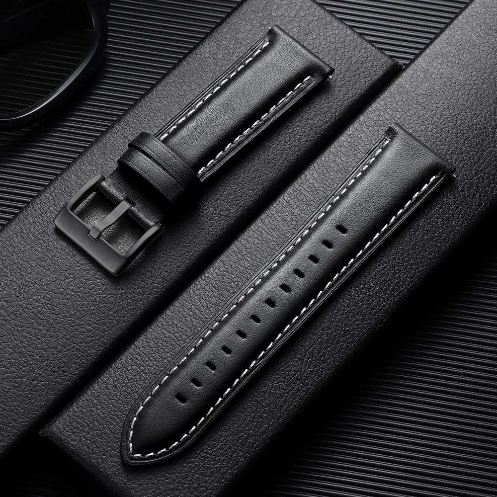 Top-grain Calfskin Leather Watch Band Quick Release 18mm 20mm 22mm Watch Straps Vintage Brown Black Cowhide Bands for Men Women