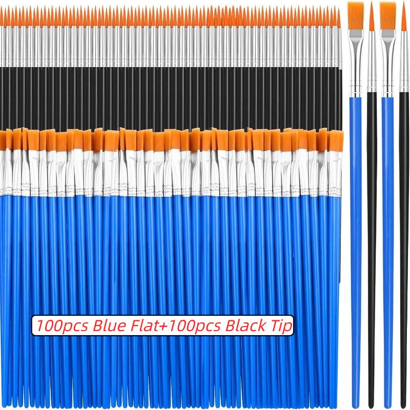 100/130/160/180/200Pcs Professional Art Brushes Set Nylon Hair Flat Round Paint Brushes for Acrylic Watercolor Painting