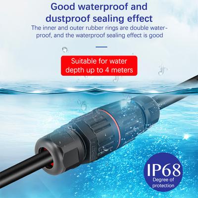 IP68-Kabel, wasserdichtes Verbindungskabel, Schnellanschluss, wasserdichter Anschluss, 2/3-polig, lötfreie Lampenverkabelung, regensicherer Anschluss für den Außenbereich