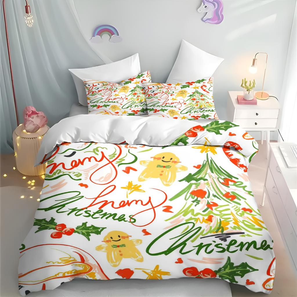 Christmas Quilt Cover, Cartoon Anime, Duvet Printed Comforter, Polyester Bedding, Twin Size, Children Gift, Various Sizes