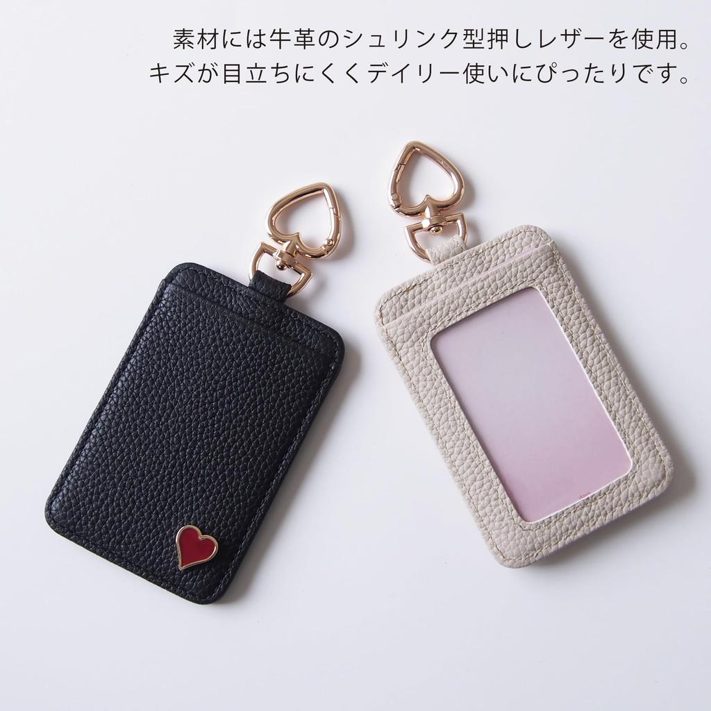 Porte-cartes Leathertone pour femme en cuir véritable avec breloque cœur, peut contenir 2 cartes IC, et présente un joli design en pierre naturelle. Une pièce d'identité élégante et chic