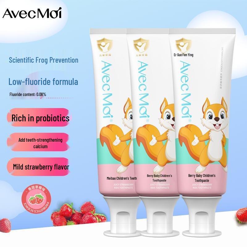 Avec Moi Strawberry Low Fluoride Toothpaste 3-Pack 50g x 3