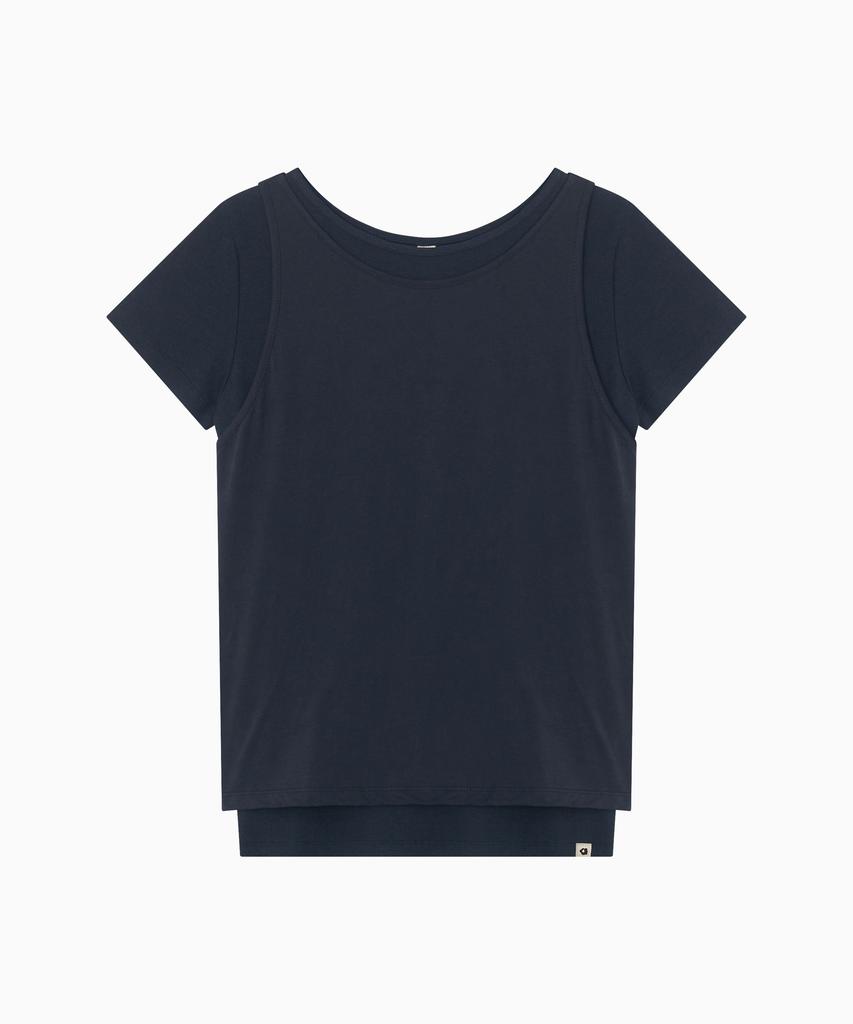 Ohesio Two-Way Layered T-Shirt, Navy