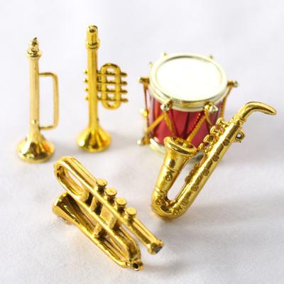 Mini Musical Instrument Simulation Scene Accessories Plastic Drum Music Tube Saxophone Model Toy for Dollhouse
