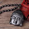 Obsidian Buddha Head Lucky Amulet Pendant Tathagata Buddha Blessing Necklace Religious Buddhist Jewelry Men and Women Gifts