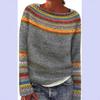 Women's American Style Color Block Knit Sweater - Trendy, Loose, Round Neck Design