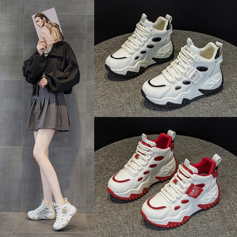 20 Leather Muffin Shoes Spring New Heightening 7 Trendy Brand Versatile Sports and Leisure Shoes