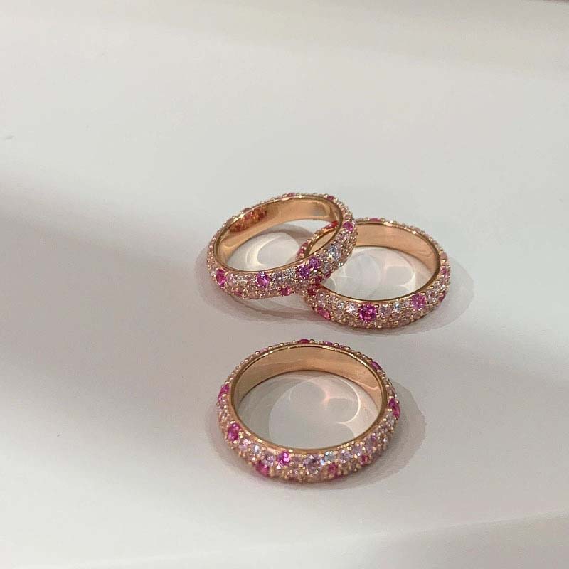 Luxury Shiny Zircon Rings For Women Girls Sweet Cute Metal Crystal Geometric Circular Finger Rings Wedding Jewelry Gifts