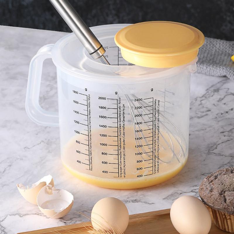 2.5l Baking Measuring  Cup Transparent Home Scale Mixing Bowl With Lid Kitchen Tools