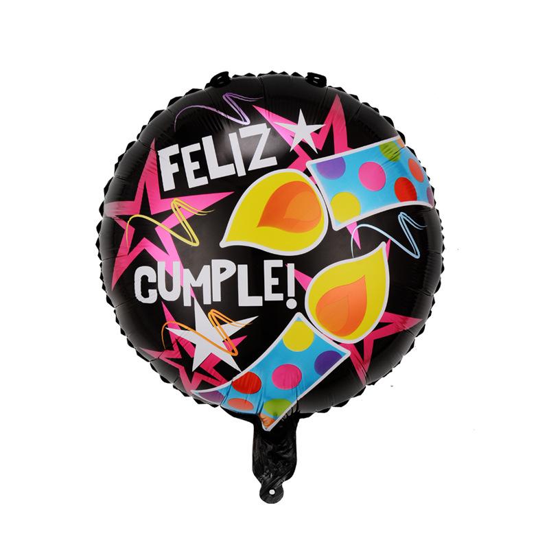 18 Inch Spanish Happy Birthday Round Aluminum Film Balloon Spanish Birthday Party Decoration Balloon