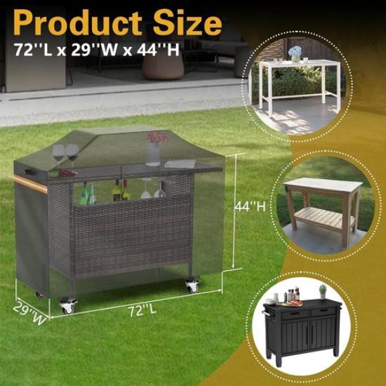 Table Height Outdoor Furniture Protective Cover for 72''L x 29''W x 44''H us