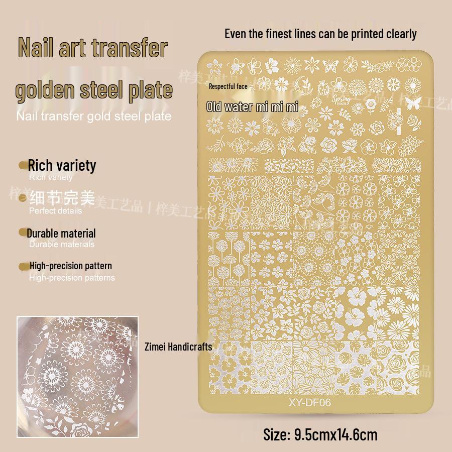 Gold 2025 Bowknot Floral Nail Stamping Plate
