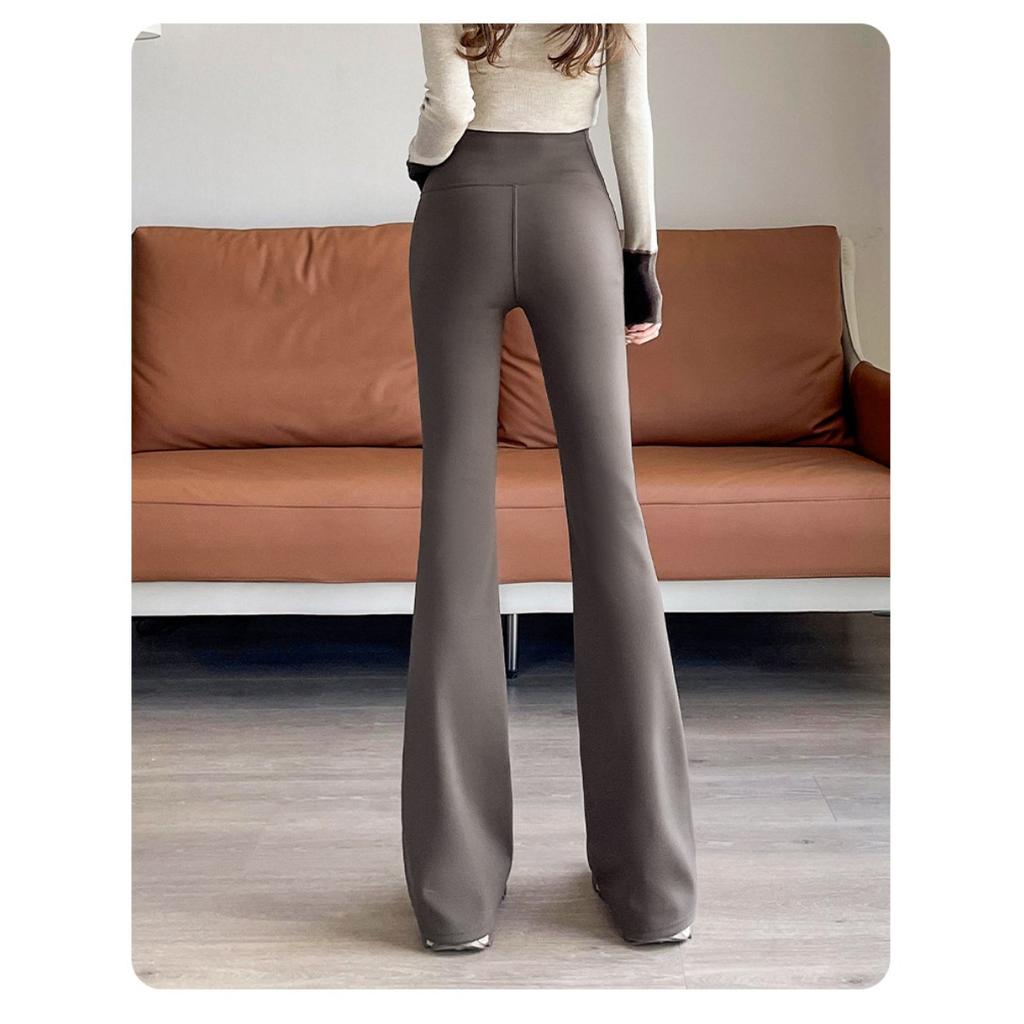 Pantaloni Micro Căptușiți Yoga Stretch, Pantaloni Casual Subțiri Hidratanți pentru Femei, Pantaloni de Bază pentru Exterior Negru