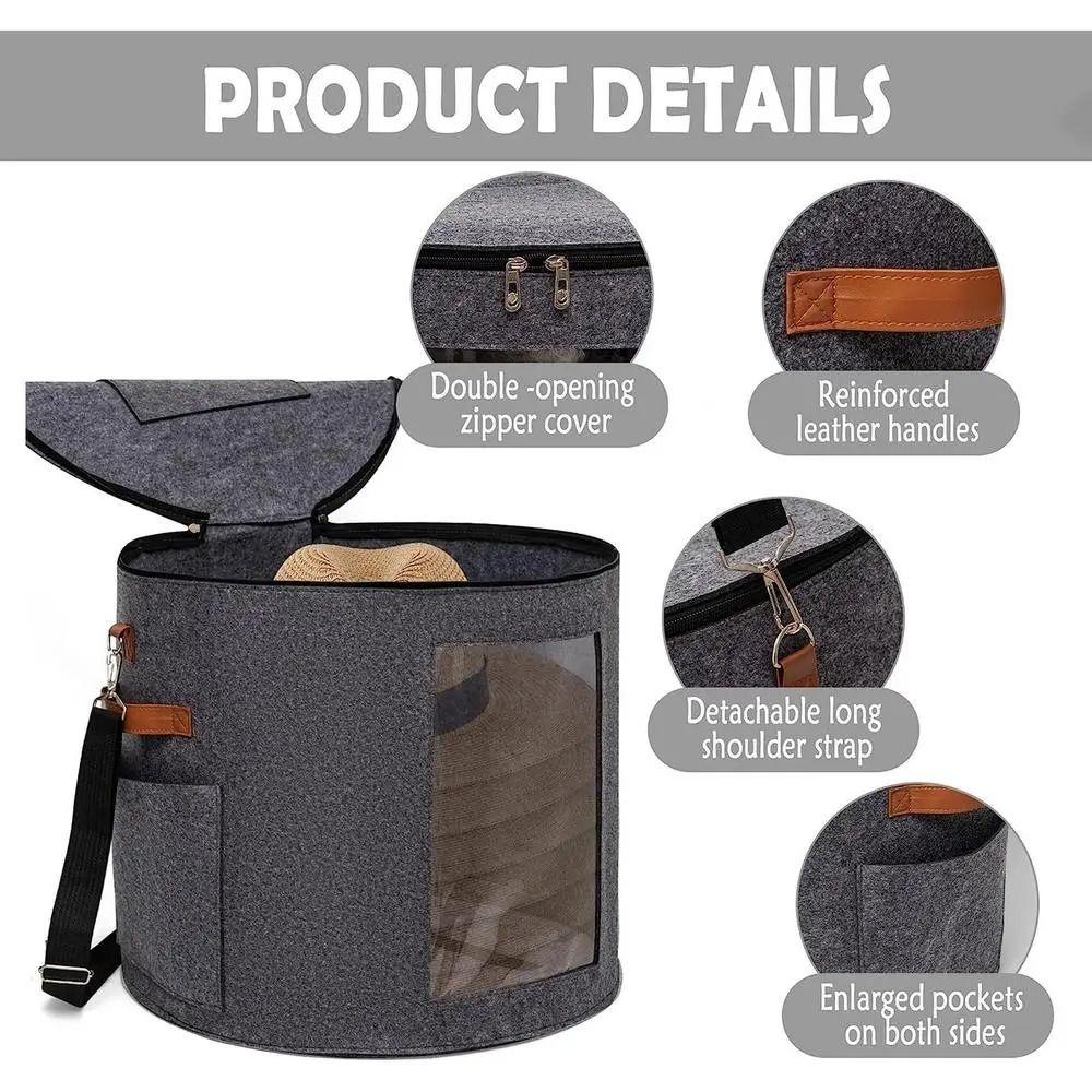 Window Hat Storage Box Dustproof Clothes Storage Bin Round Cowboy Hat Container  Travel