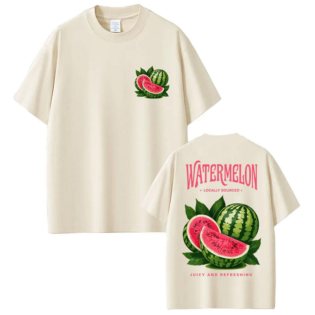 Funny Watermelon Juicy and Refreshing T-shirts Men Women Trend Aesthetic T Shirt Oversized Cott