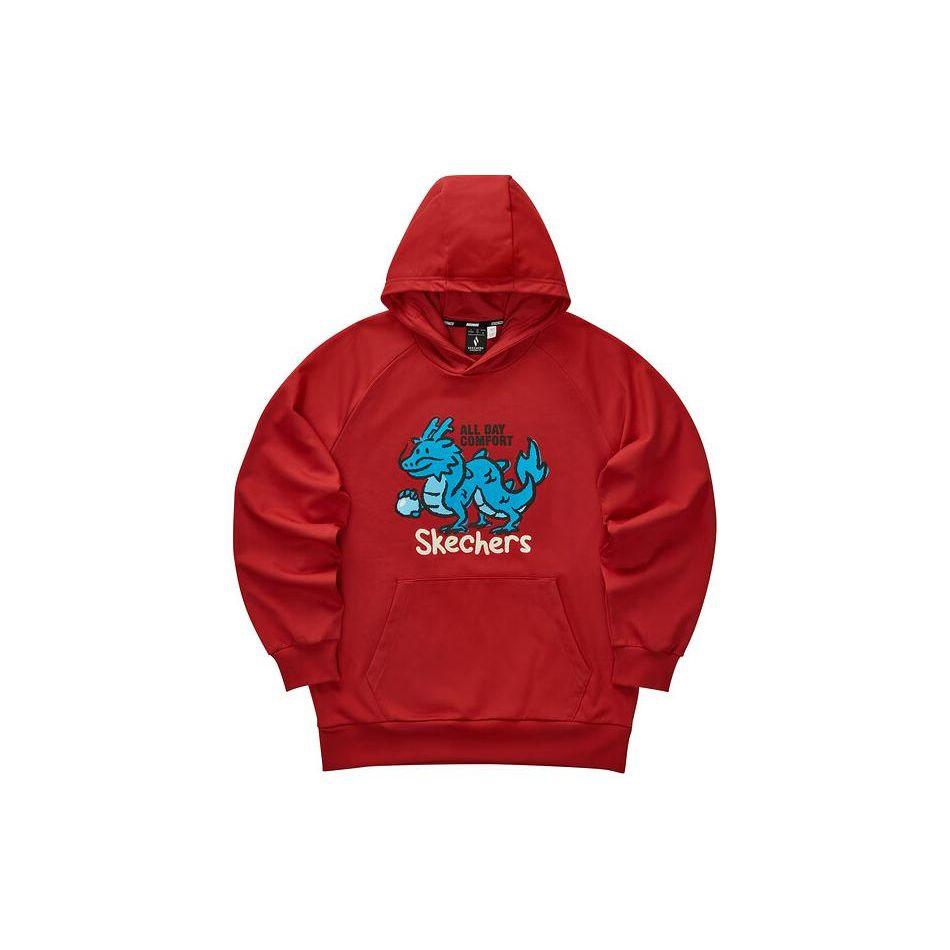 Skechers New Year Series Hand-Painted Letter Print Hoodie Men Hoodies Pale-Red L124M012-03LC XXL