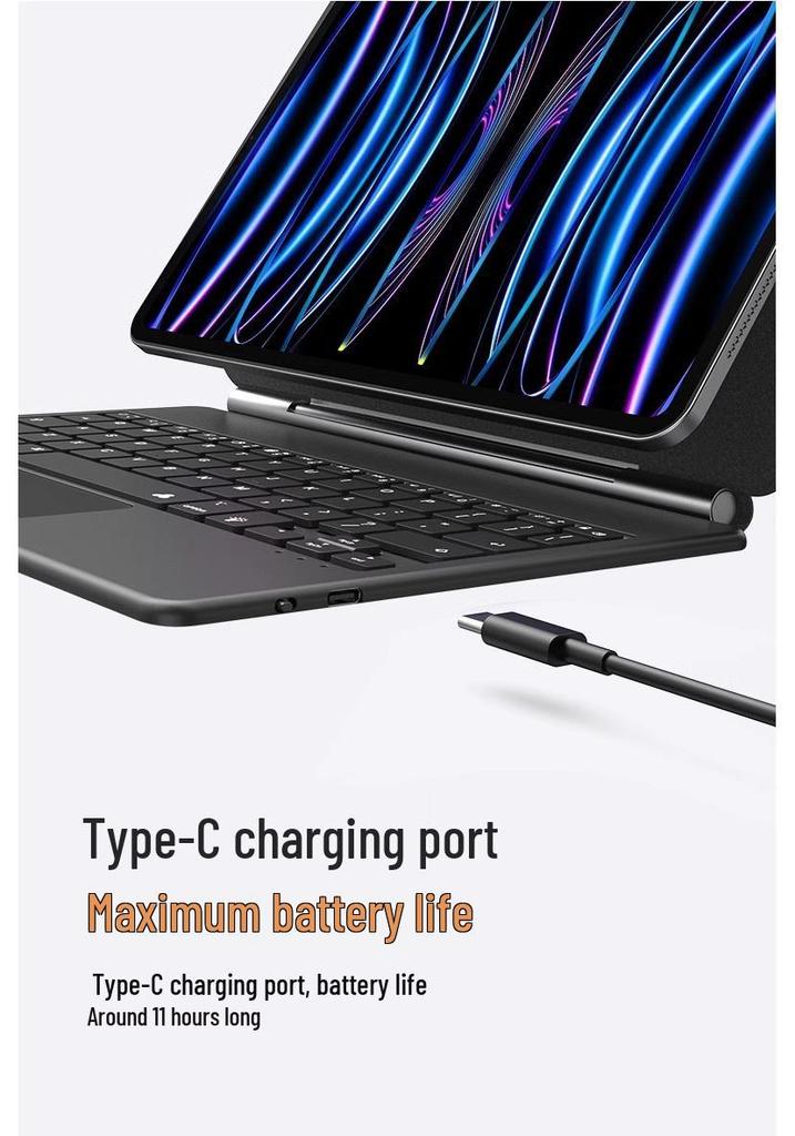 Floating Magnetic Bluetooth Keyboard with Seven-Color Backlight for iPad Magic Keyboard Pro 11/12.9/13-inch.
