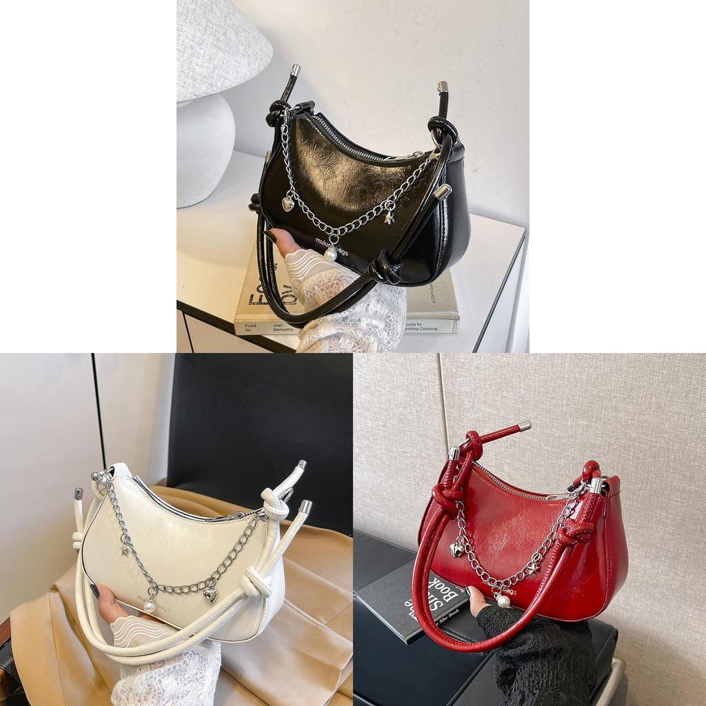 Pu Material Crossbody Bag For Women With Chain Detail And Zip Closure For Daily Use