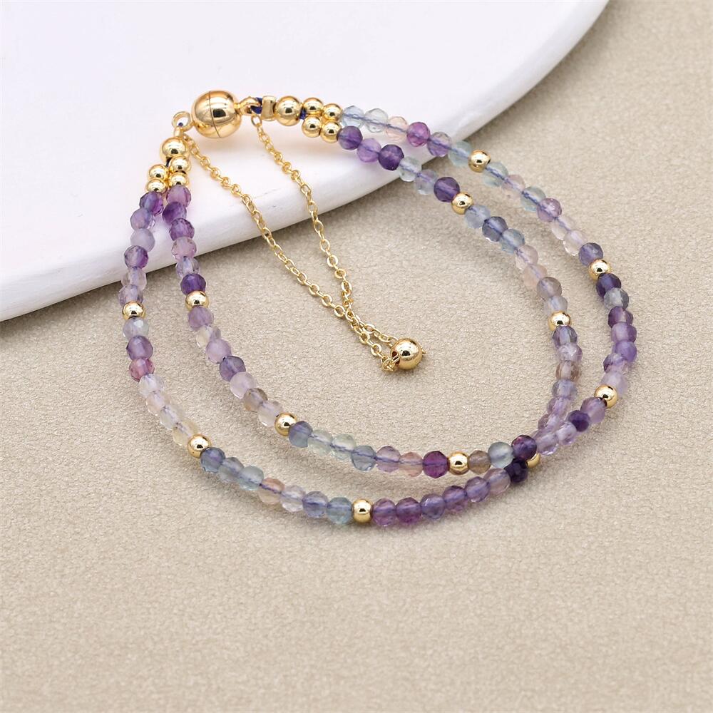 Brățări cu șuvițe realizate manual de 3 mm cu gradient dublu strat de fluorit colorat Brățară magnetică placată cu aur Bijuterii pentru femei