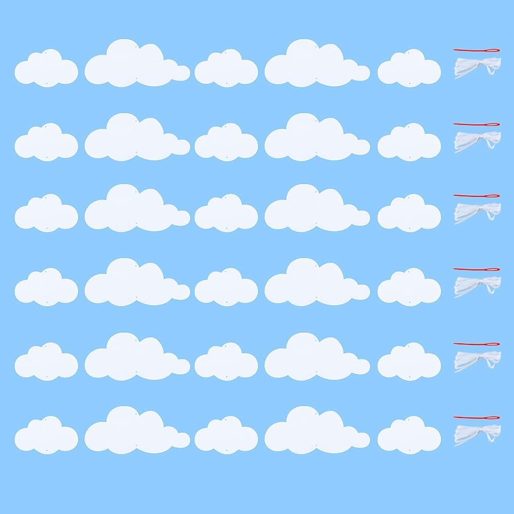 6 Pack Cloud Garland White Felt Banner Hanging Wall Ceiling Decor Baby Shower Sky Theme Party Decorations