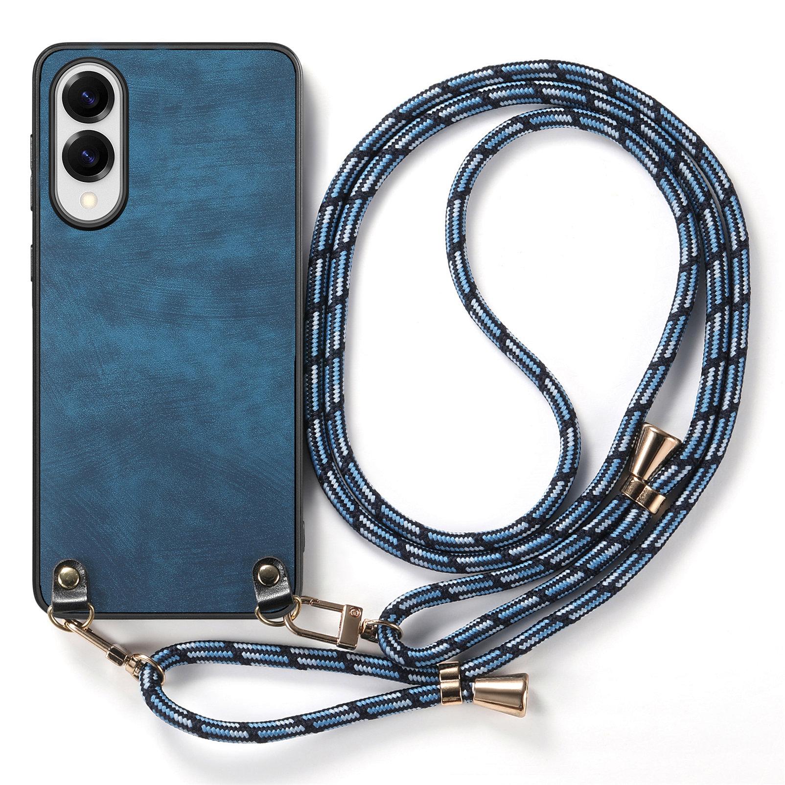 

For Samsung Galaxy S25 Edge Retro Leather Phone Back Cover with Adjustable Strap Black