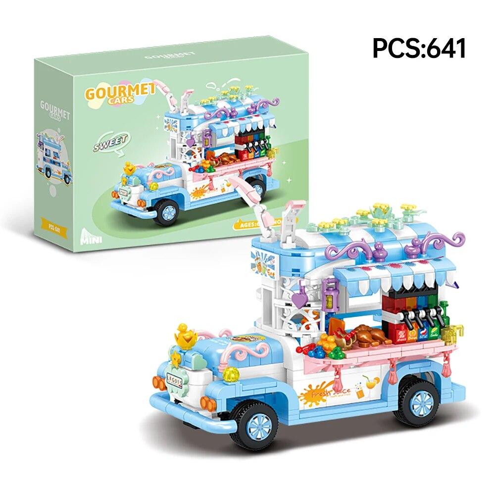 ToylinX 641PCS Building Blocks Mini Car Ice Cream Truck Model, Street View Series Christmas Xmas Best Gift for Girls with Box