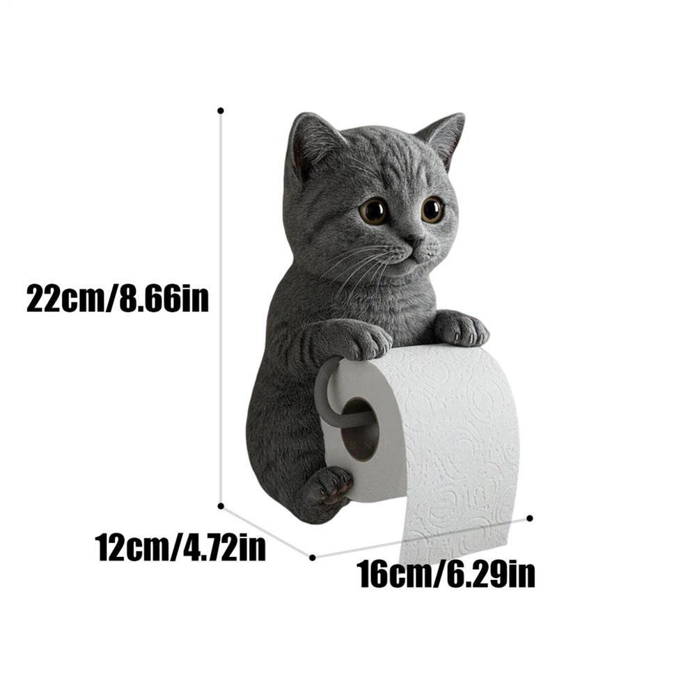Resin Cat Shaped Toilet Paper Holder Wall Mount Animal Paper Towel Stand Funny Animal Roll Storage Rack for Kitchen Bathroom Use