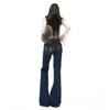 American dark blue micro-pull jeans women's autumn new Spice Girl low-rise elastic thin flared pants