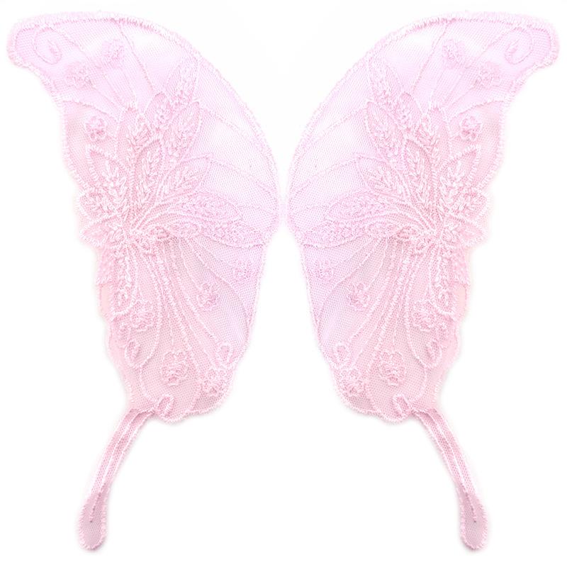 Spitzennetz-Stickerei Schmetterling-Aufkleber Beige zu Blumen transparentes Netz-Bodenstickerei DIY-Spitzenzubehör symmetrische Blumenteile