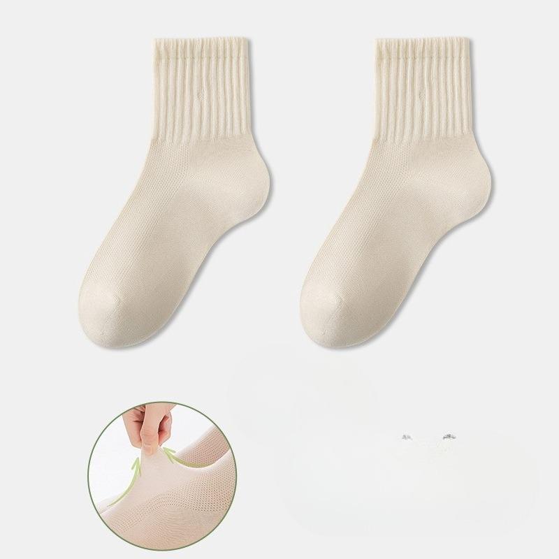 

Женские весенне-летние антисептические, влагоотводящие, дышащие бесшовные хлопковые носки средней длины 1 pair абрикосовый