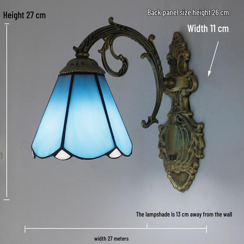 Retro European Tiffany-Style Wall Lamp for Bedroom, Hallway, or Bathroom Mirror
