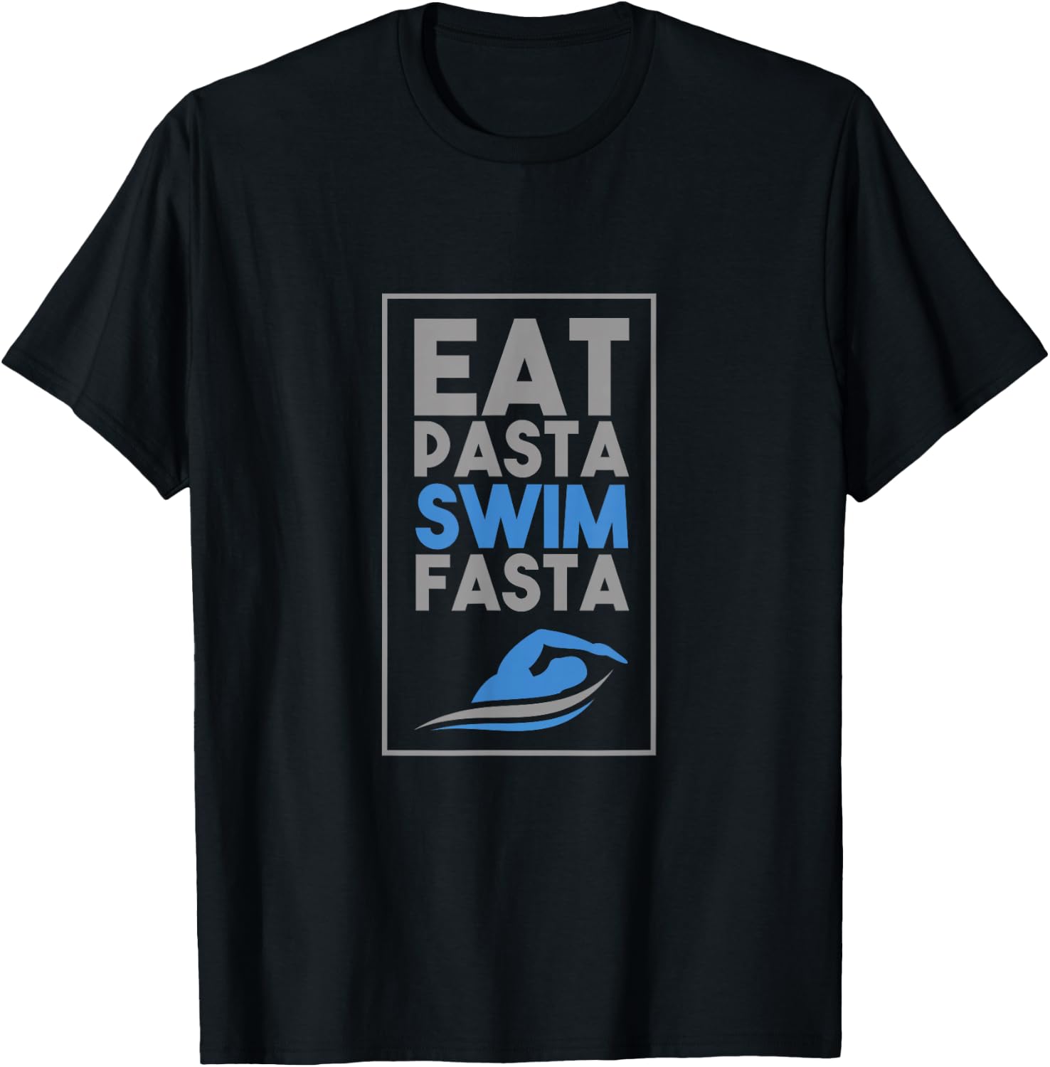 UAB KIDKIS Kids Unisex Black Small Classic Fit Modern Short Sleeve Pasta Swim Fasta Funny Swimmer Swimming Gift T-Shirt Unisex T-Shirt XXL