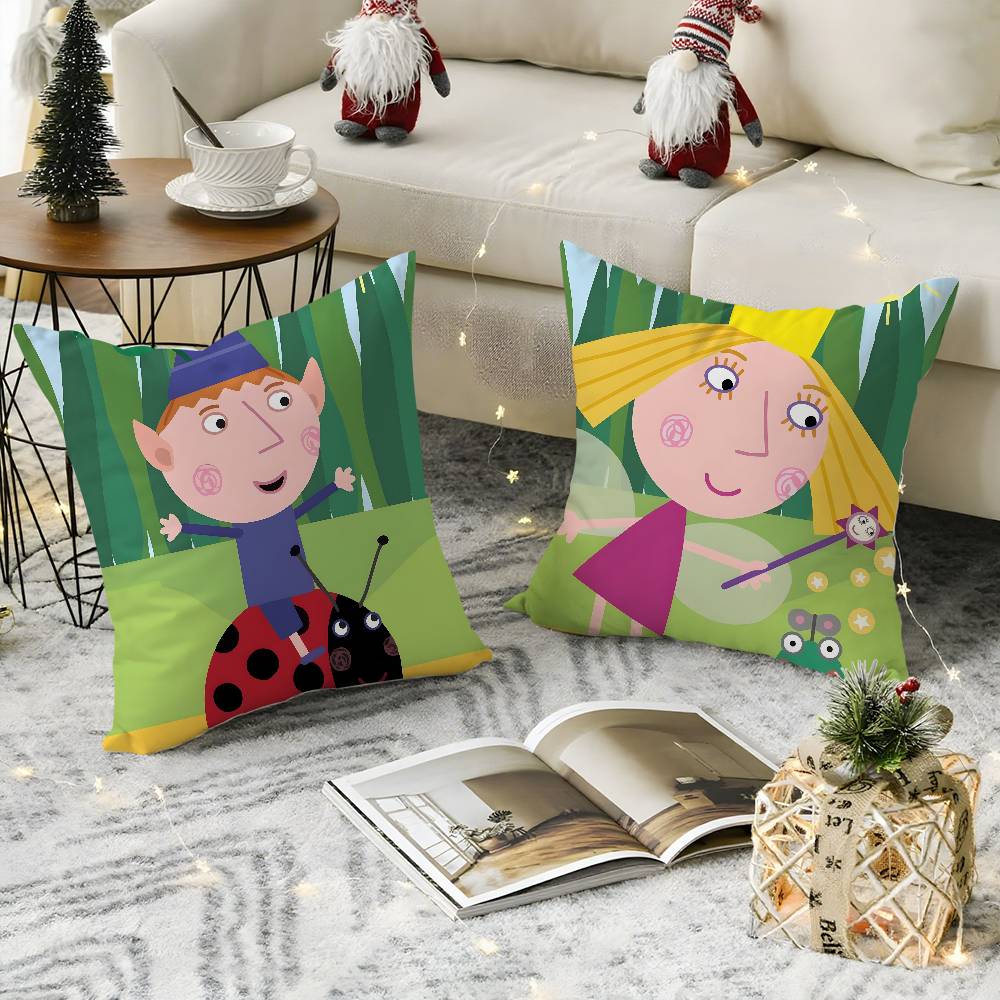 Kissenbezug mit Cartoon-Motiv von B-Ben und Hollys Little Kingdoms, weicher Plüschstoff, doppelseitig bedruckt, dekoratives Kissen für Wohnzimmer, Geschenkidee