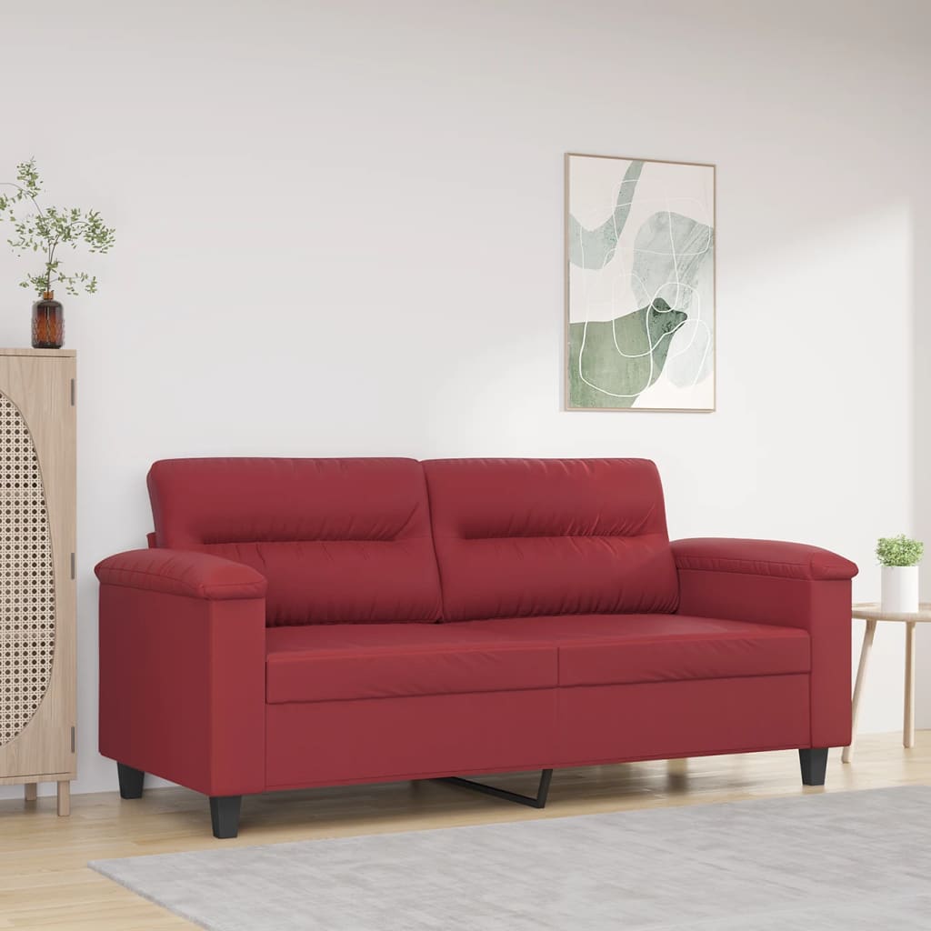 2 Seater Sofa Wine Red 140 cm Faux Leather