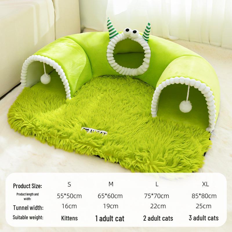2025 Luxury All-in-One Cat Bed & Tunnel: Warm, Semi-Enclosed Nest for Play & Sleep