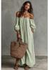 Available for 2026: New Spring Striped Off-Shoulder Dress for Women in Cotton and Linen - Perfect Vacation Style