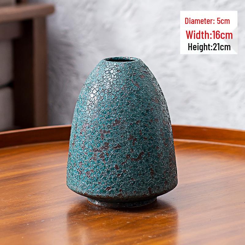 Handmade Rustic Japanese Zen Ceramic Flower Vase for Tea Table Decor