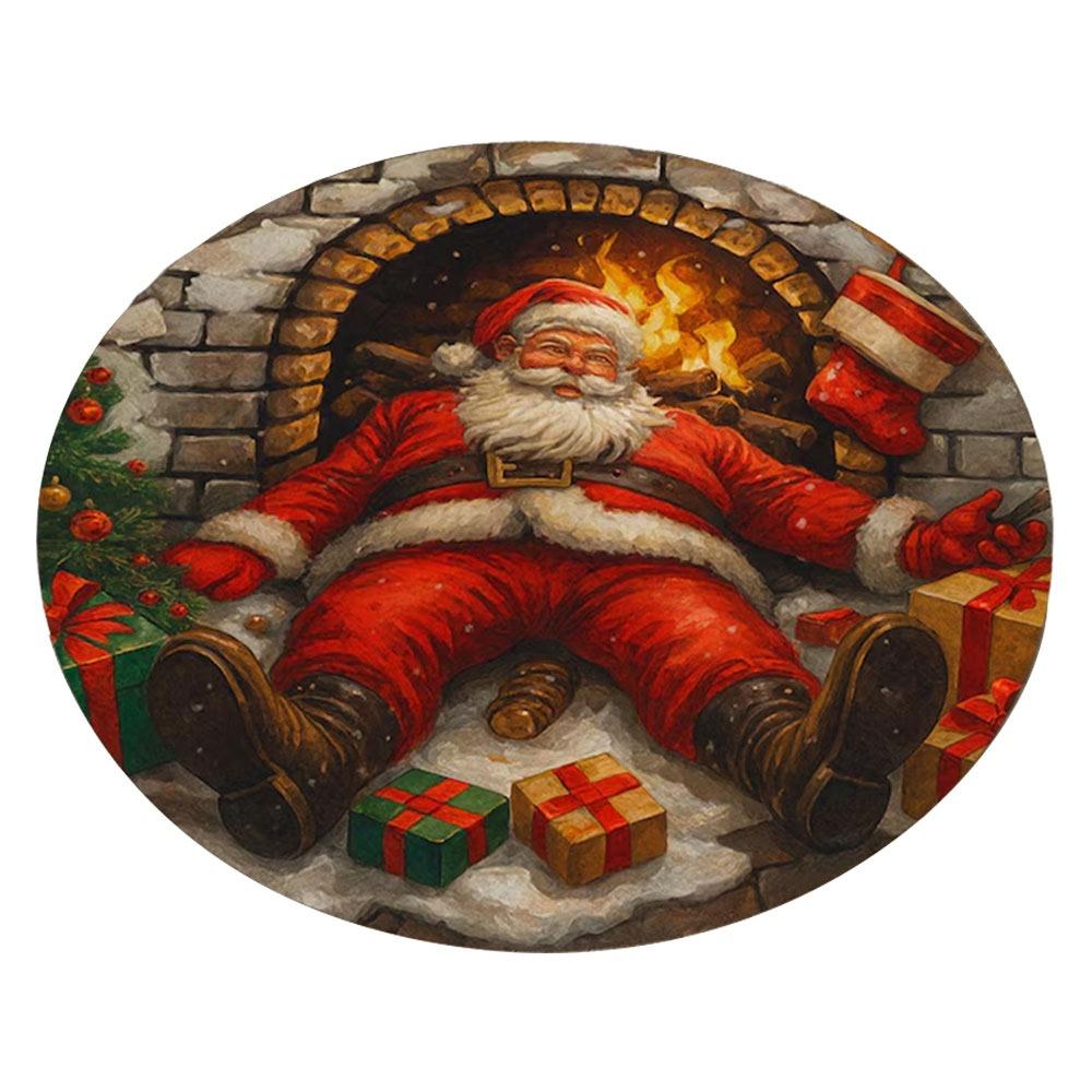 60*60cm Christmas Round Carpet Crystal Velvet Red Christmas Tree Base Mat 3D Special-shaped Anti-Slip Entrance Carpet